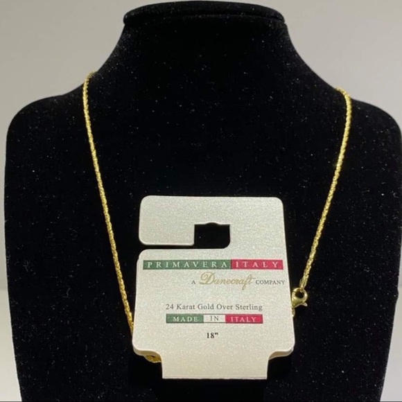Danecraft Primavera Italy 24K Gold Over 925 Sterling Silver Necklace Wife Gift - Picture 7 of 8